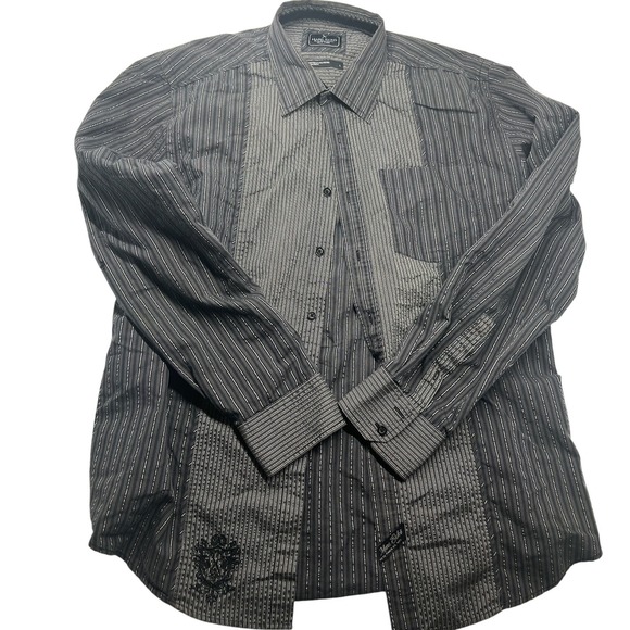 Marc Ecko Other - VTG Marc Ecko Mens Long Sleeve Button Up Shirt Striped Gray Size L dress shirt